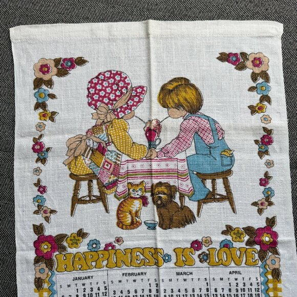 Vintage 1980 Calendar Tea Towel Linen Fabric Wall Decor - Picture 7 of 14